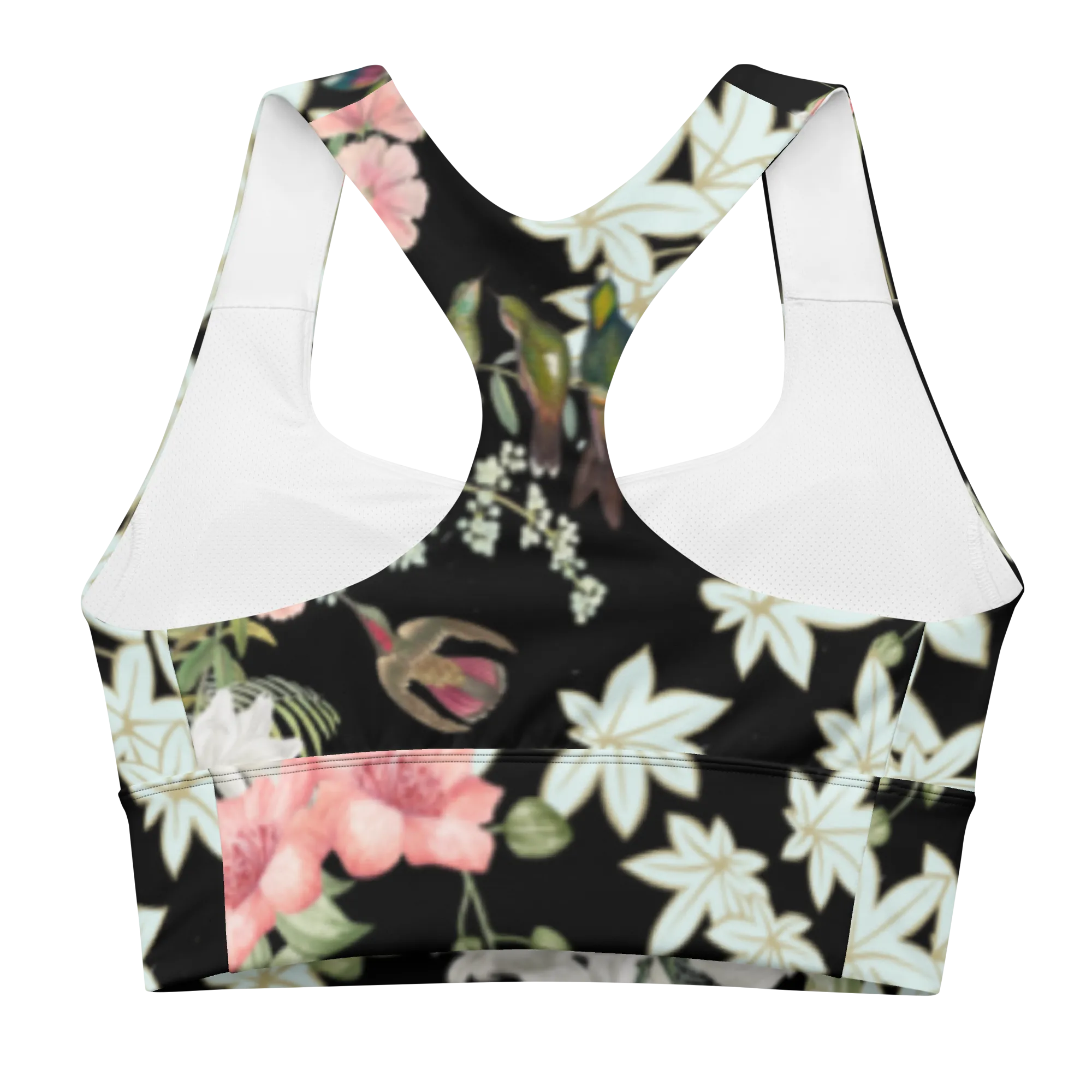 Tranquility Longline Sports Bra (Medium Print) - Black
