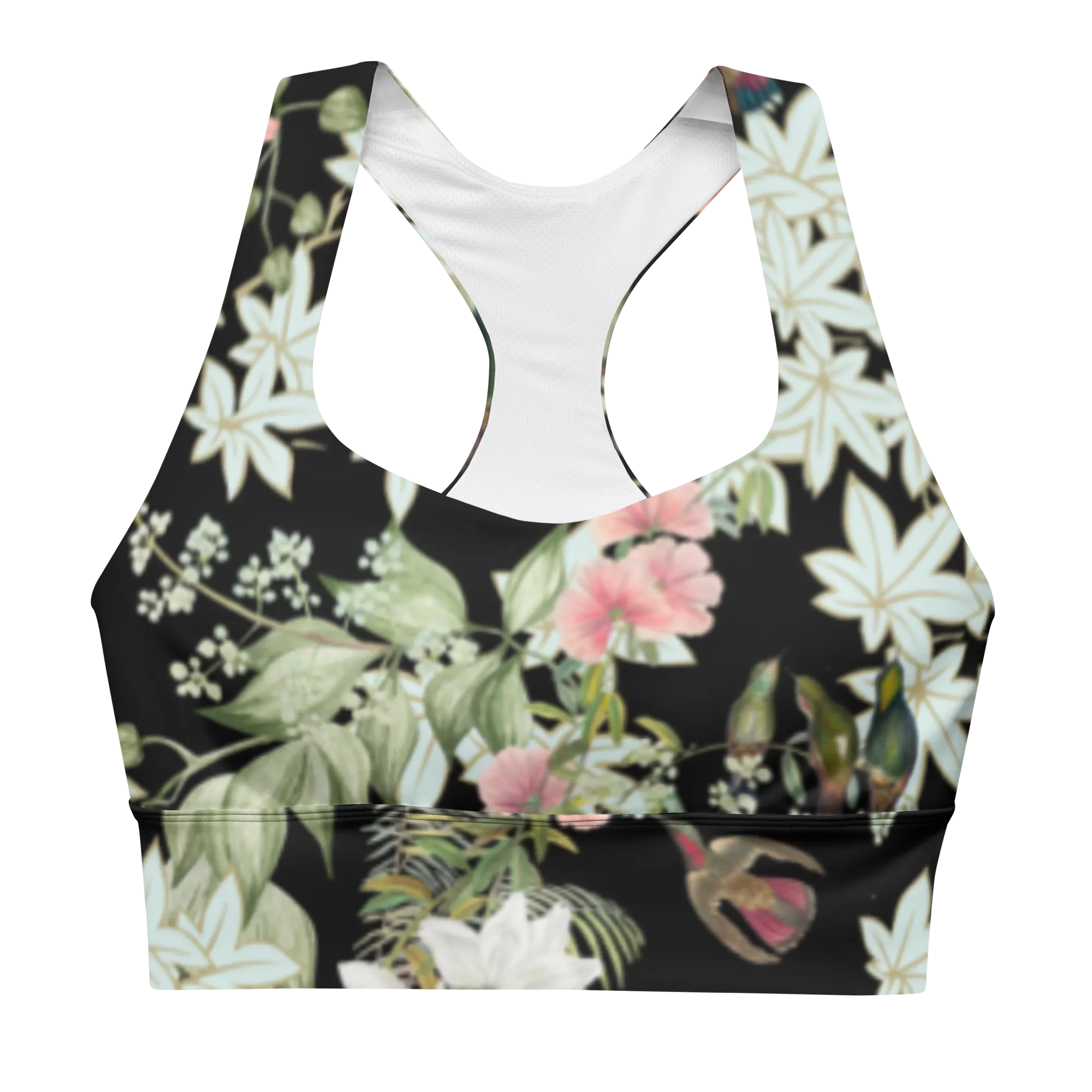 Tranquility Longline Sports Bra (Medium Print) - Black