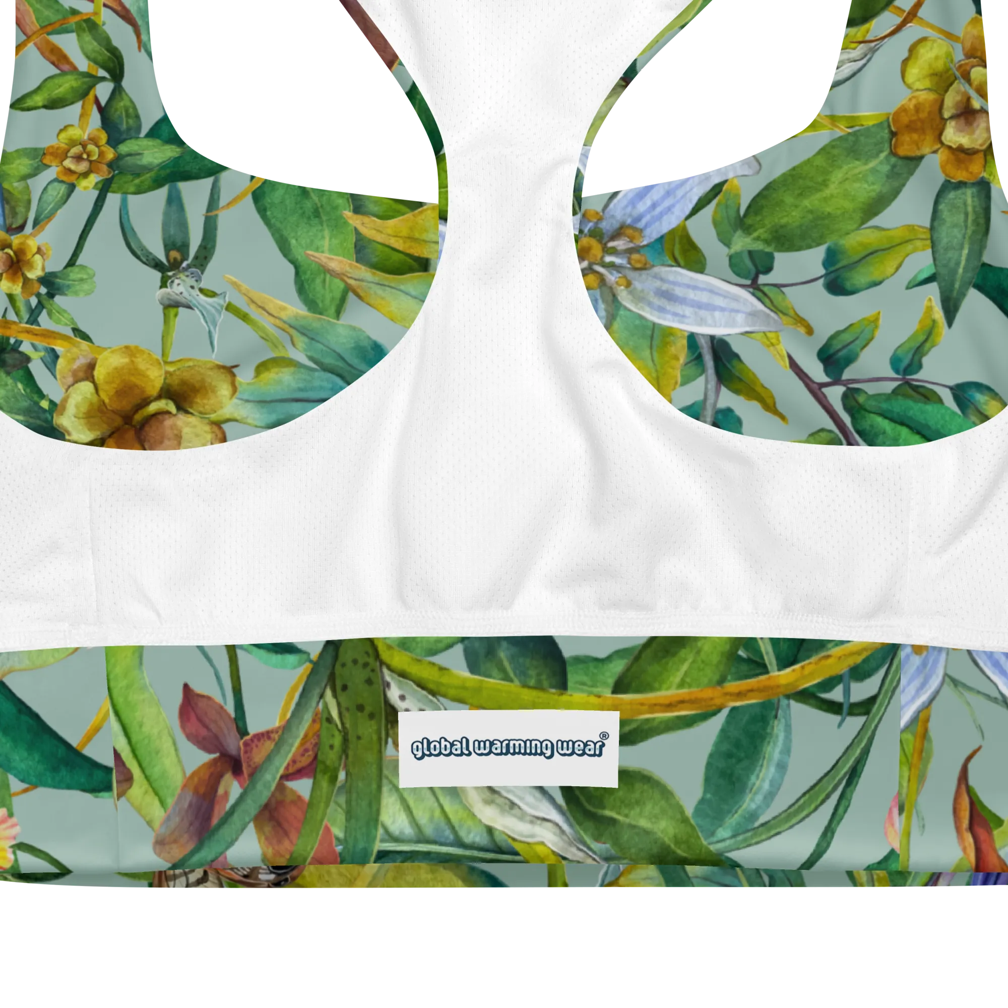 Tropical Garden Longline Sports Bra (Opal)