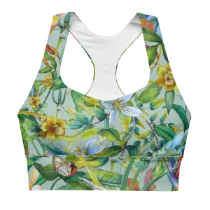 Tropical Garden Longline Sports Bra (Opal)