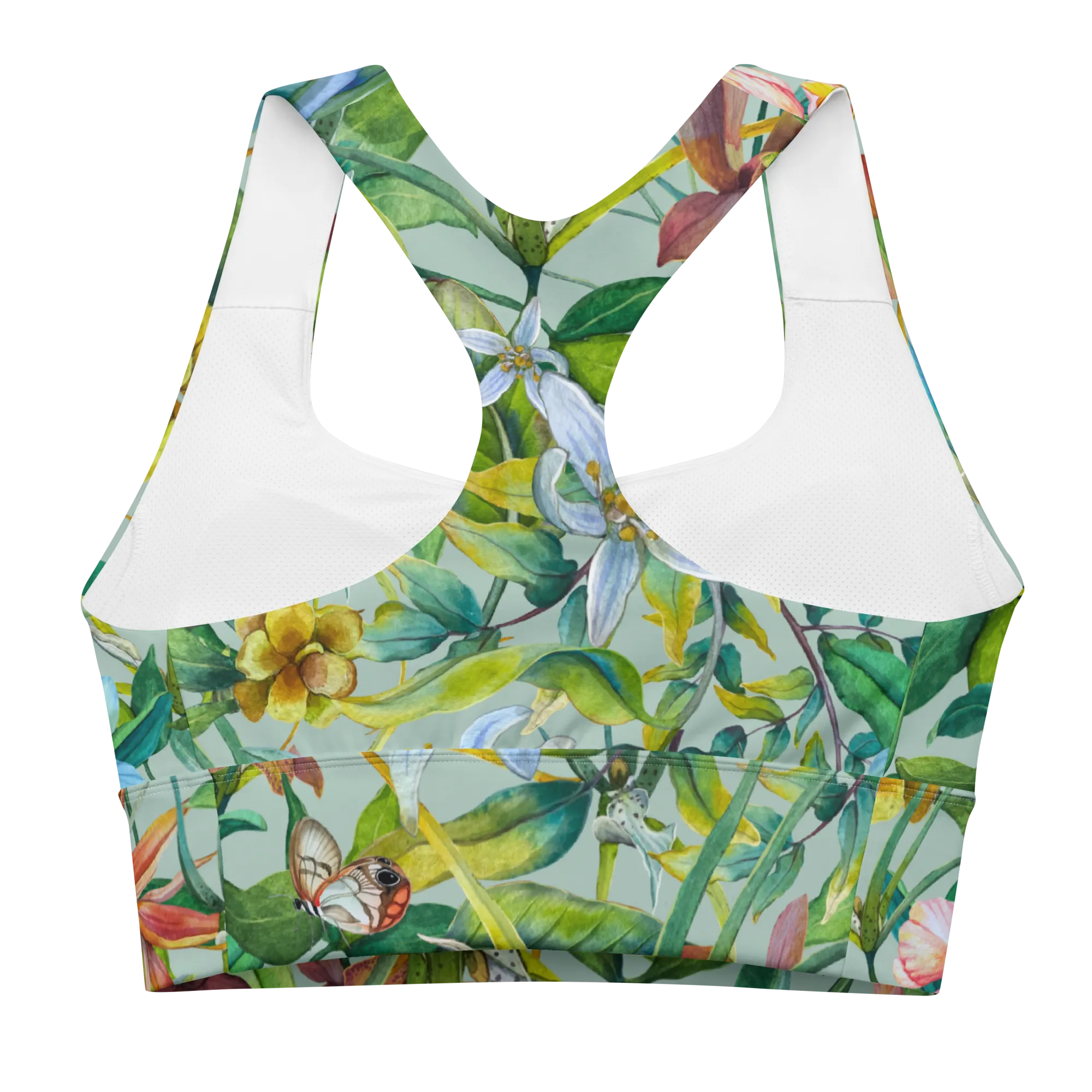 Tropical Garden Longline Sports Bra (Opal)