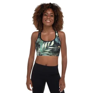 Turquoise, Black and Gold Splatter - Padded Sports Bra