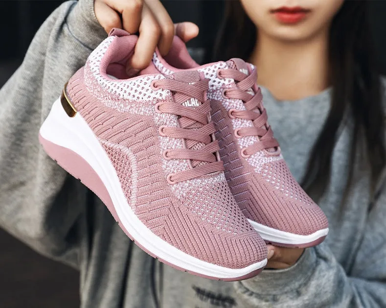 Two-Tone Casual Sneakers with Cushioned Air Cushion Sole for Women