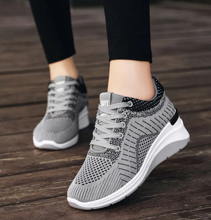 Two-Tone Casual Sneakers with Cushioned Air Cushion Sole for Women