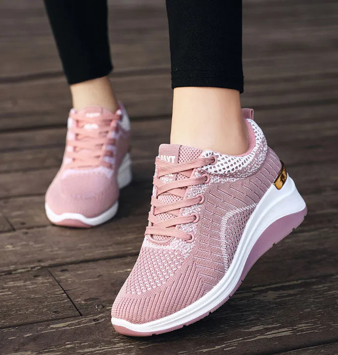 Two-Tone Casual Sneakers with Cushioned Air Cushion Sole for Women