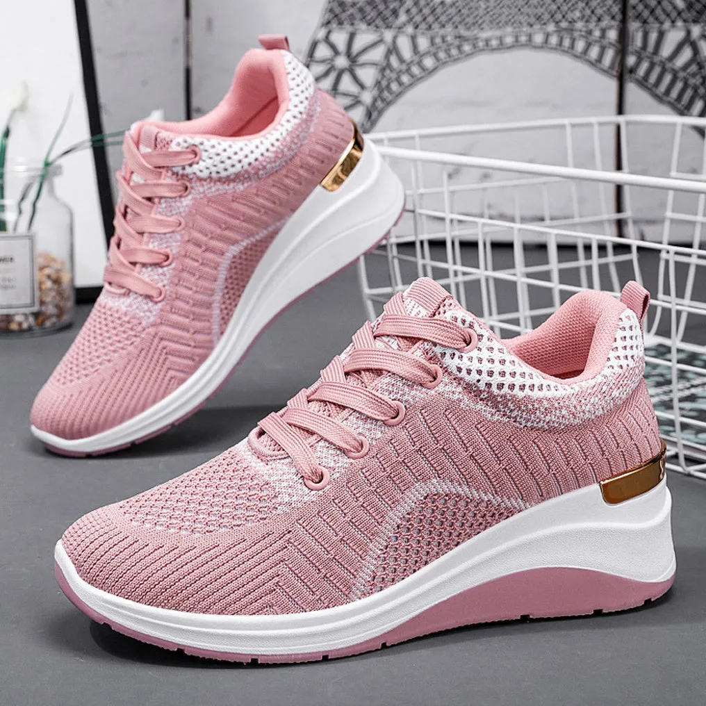 Two-Tone Casual Sneakers with Cushioned Air Cushion Sole for Women