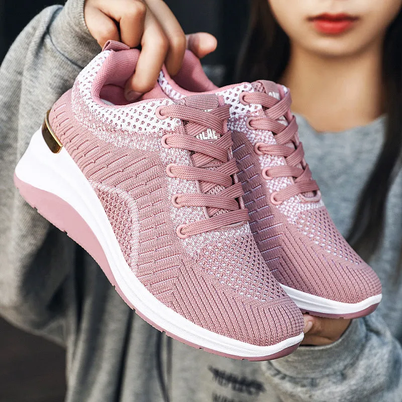 Two-Tone Casual Sneakers with Cushioned Air Cushion Sole for Women