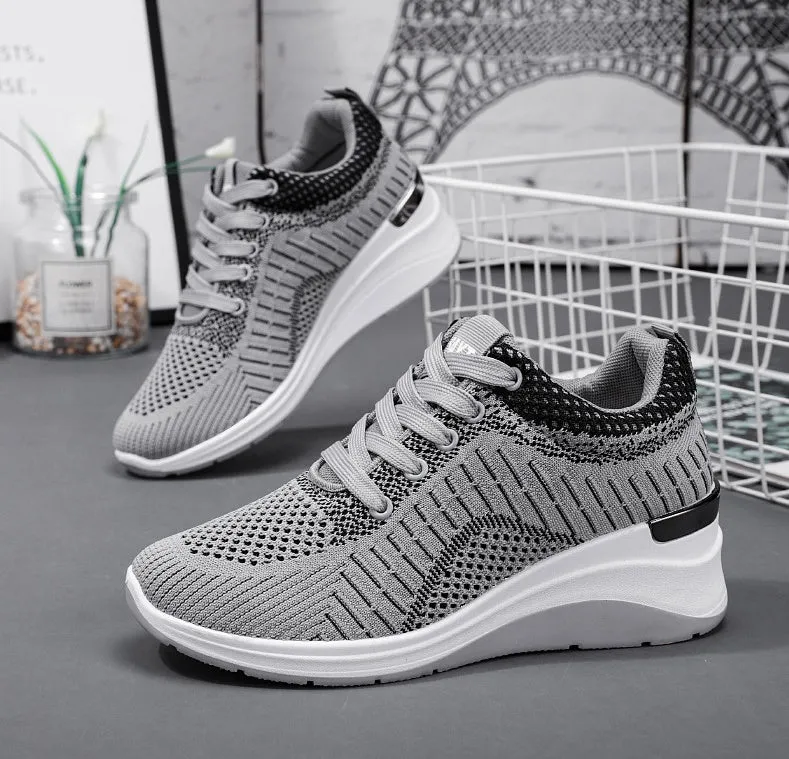 Two-Tone Casual Sneakers with Cushioned Air Cushion Sole for Women