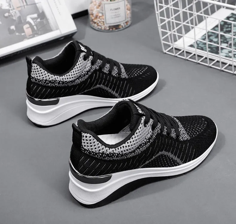 Two-Tone Casual Sneakers with Cushioned Air Cushion Sole for Women