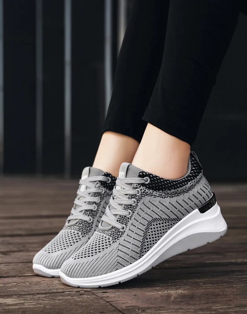 Two-Tone Casual Sneakers with Cushioned Air Cushion Sole for Women