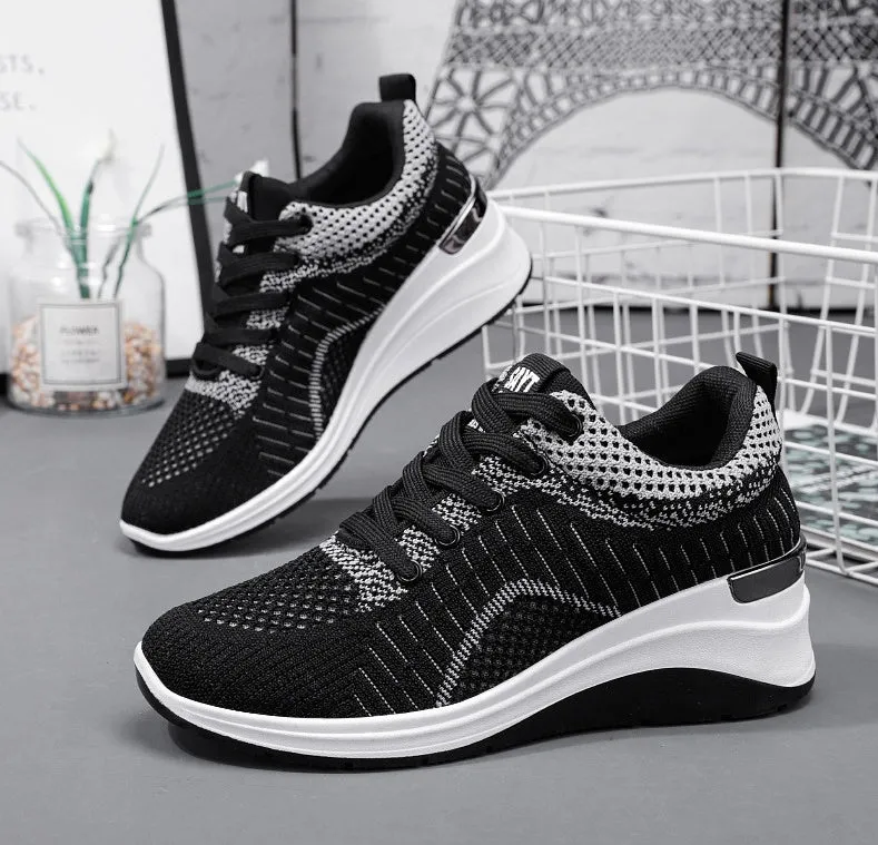 Two-Tone Casual Sneakers with Cushioned Air Cushion Sole for Women