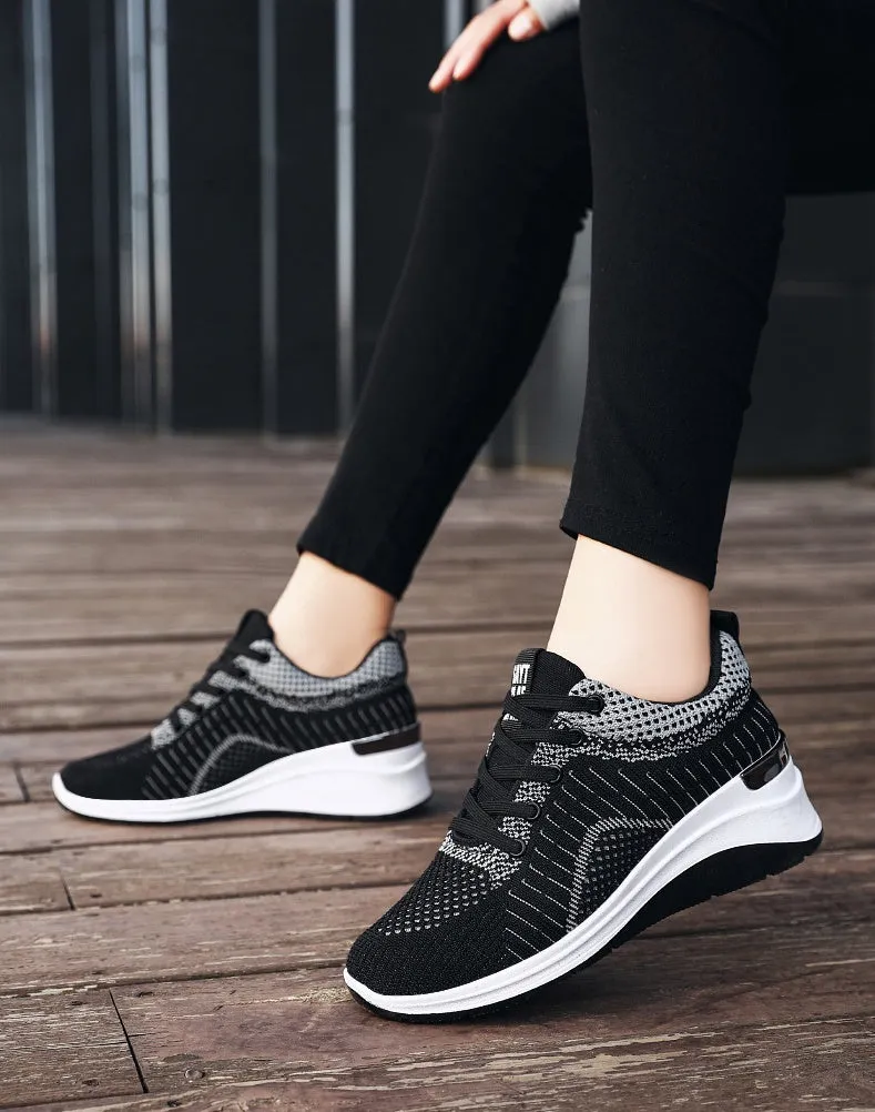 Two-Tone Casual Sneakers with Cushioned Air Cushion Sole for Women