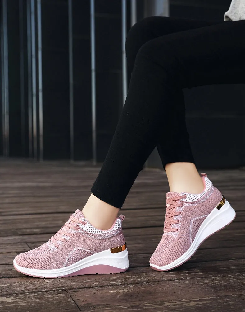 Two-Tone Casual Sneakers with Cushioned Air Cushion Sole for Women