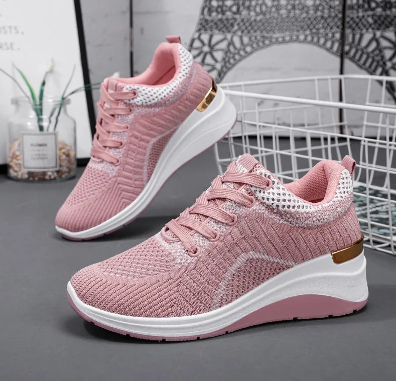 Two-Tone Casual Sneakers with Cushioned Air Cushion Sole for Women