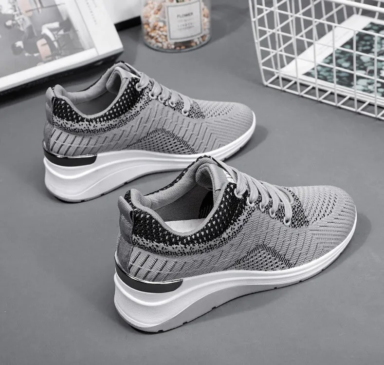 Two-Tone Casual Sneakers with Cushioned Air Cushion Sole for Women