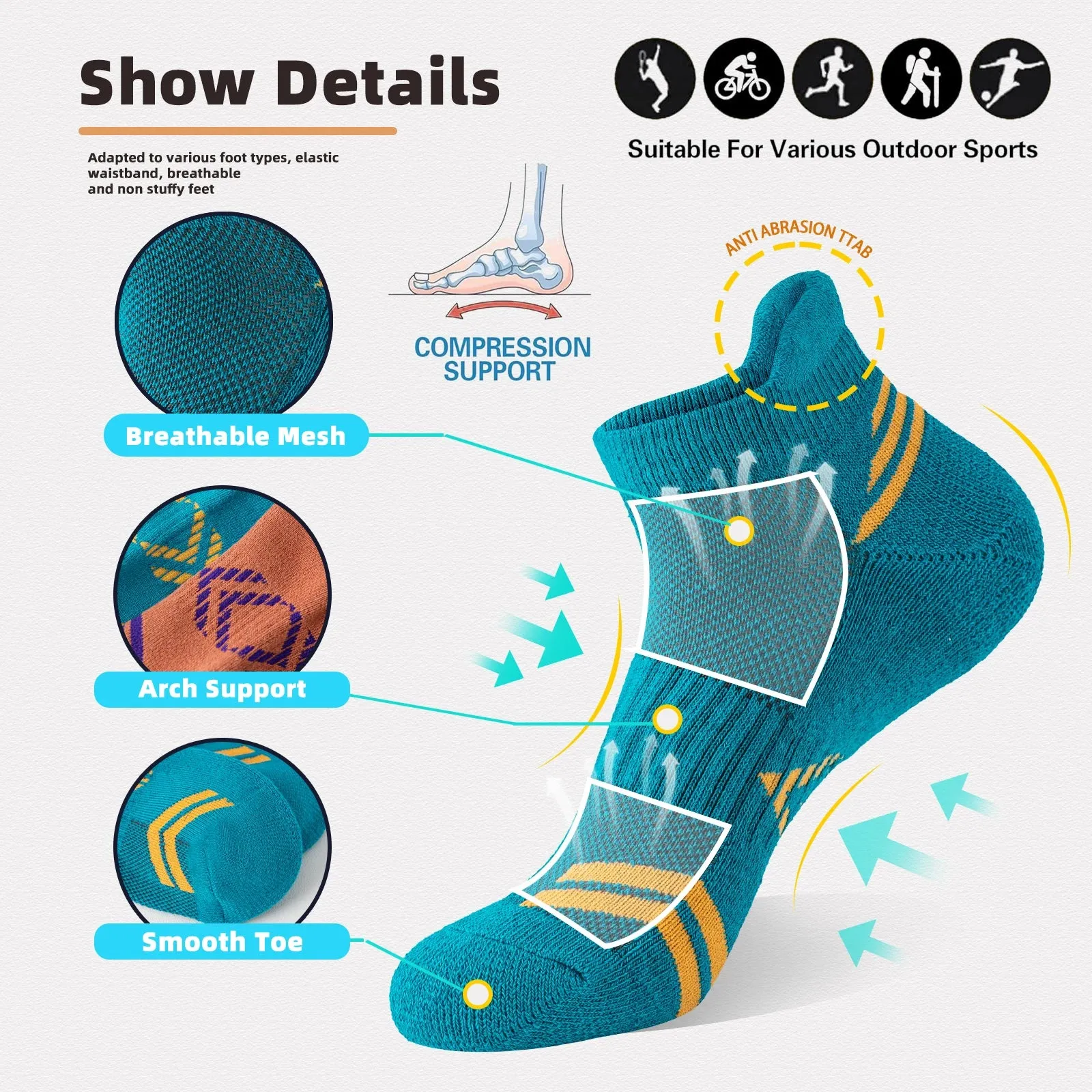Unisex Moisture Wicking Compression Socks