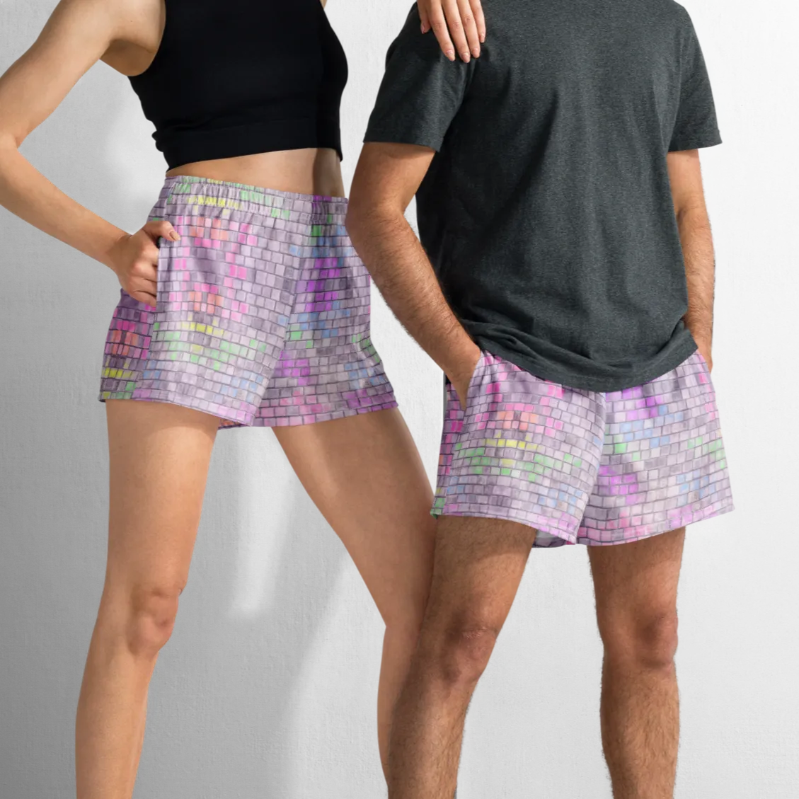 Unisex Running Shorts (Recycled Material)- "Disco Kitty" Design