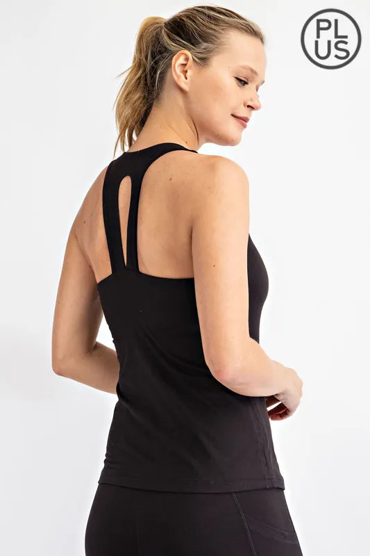 V Neckline Yoga Fabric Top-Plus Sizes