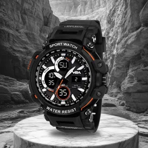 V2A Big Dial Black Outdoor Sport Shockproof Led Analogue And Digital Waterproof Chronograph Watch For Men