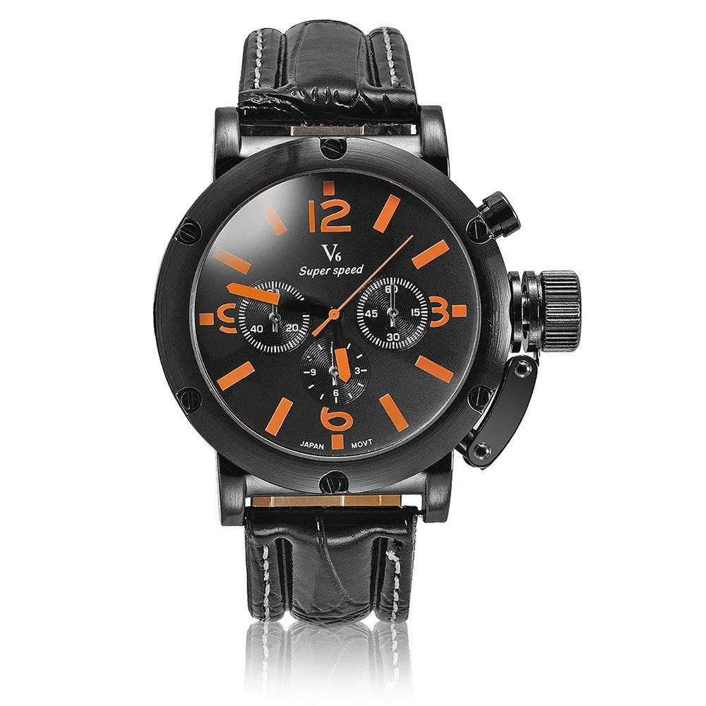 V6 Brand Fashion Men Necessary Sport Large Dial Men Watches Business Quartz Wristwatch Relogio Masculino 1042