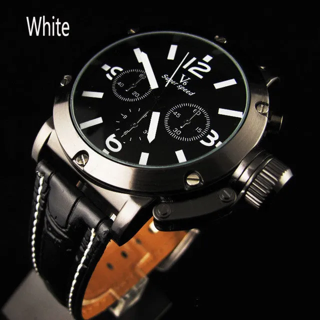 V6 Brand Fashion Men Necessary Sport Large Dial Men Watches Business Quartz Wristwatch Relogio Masculino 1042