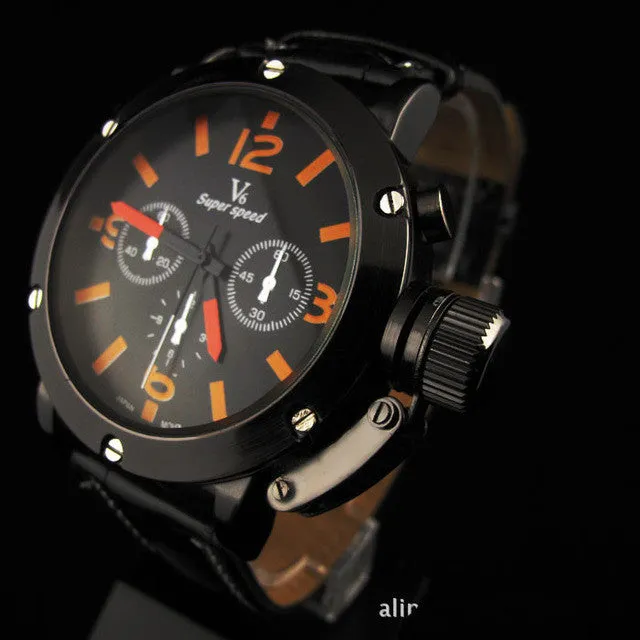 V6 Brand Fashion Men Necessary Sport Large Dial Men Watches Business Quartz Wristwatch Relogio Masculino 1042