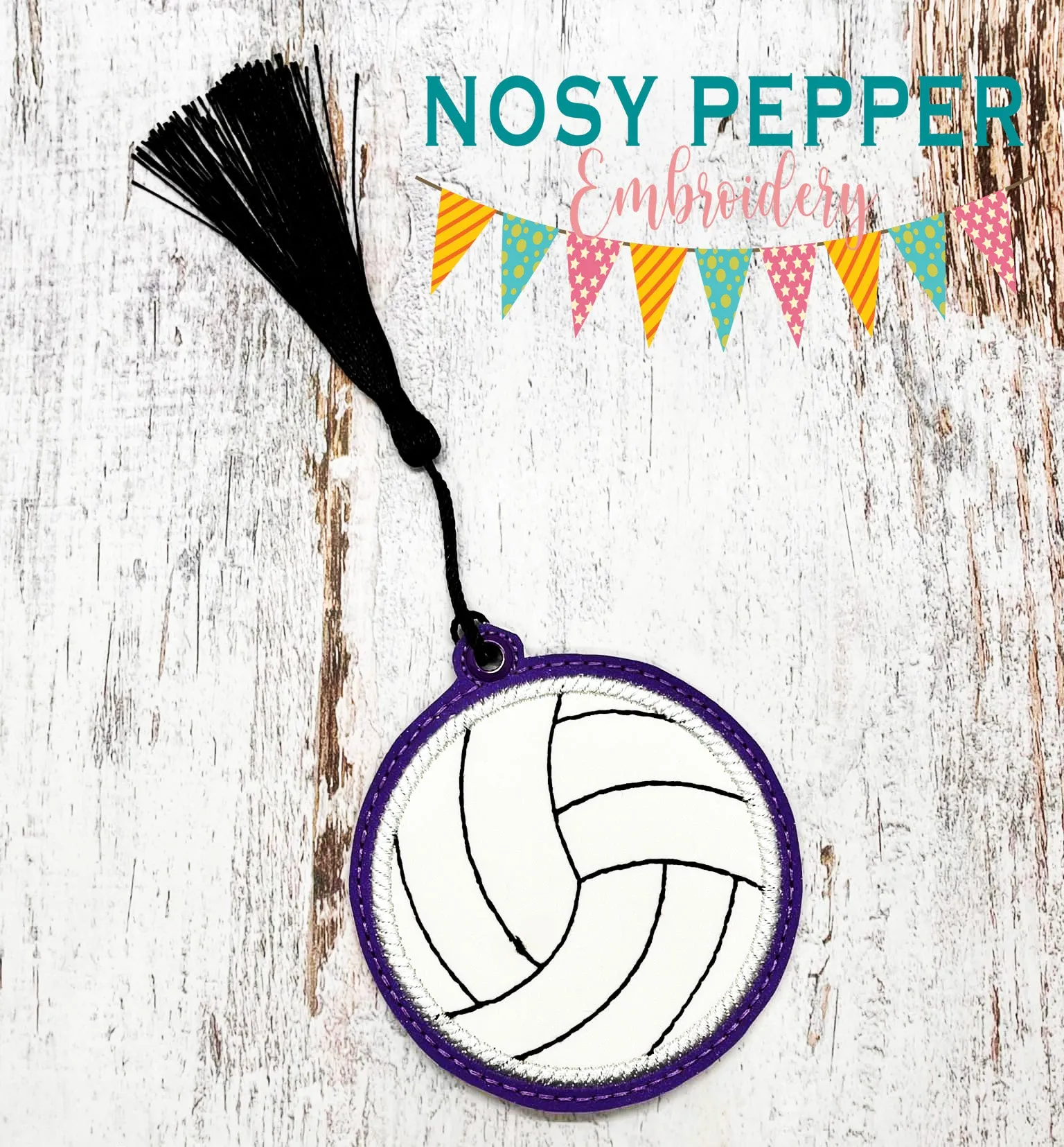 Volleyball Applique bookmark/bag tag/ornament machine embroidery design DIGITAL DOWNLOAD