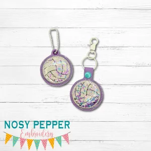 Volleyball applique shaker snap tab and eyelet fob machine embroidery file (single and multi files included) DIGITAL DOWNLOAD
