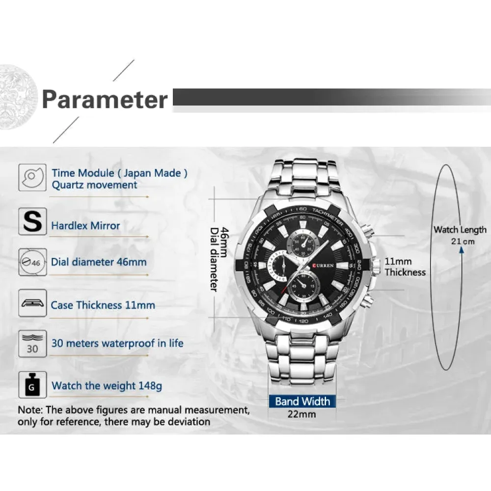 Watches Men Fashion&casual Quartz Wristwatches Classic Analog Sports Steel Band Clockes