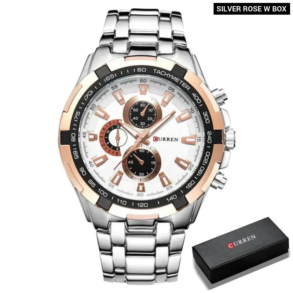 Watches Men Fashion&casual Quartz Wristwatches Classic Analog Sports Steel Band Clockes