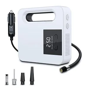 White Digital Tire Air Compressor With LED Light