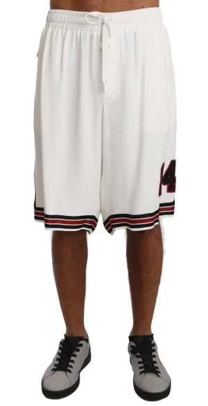 White Viscose Stretch Soft Sweatshorts Shorts