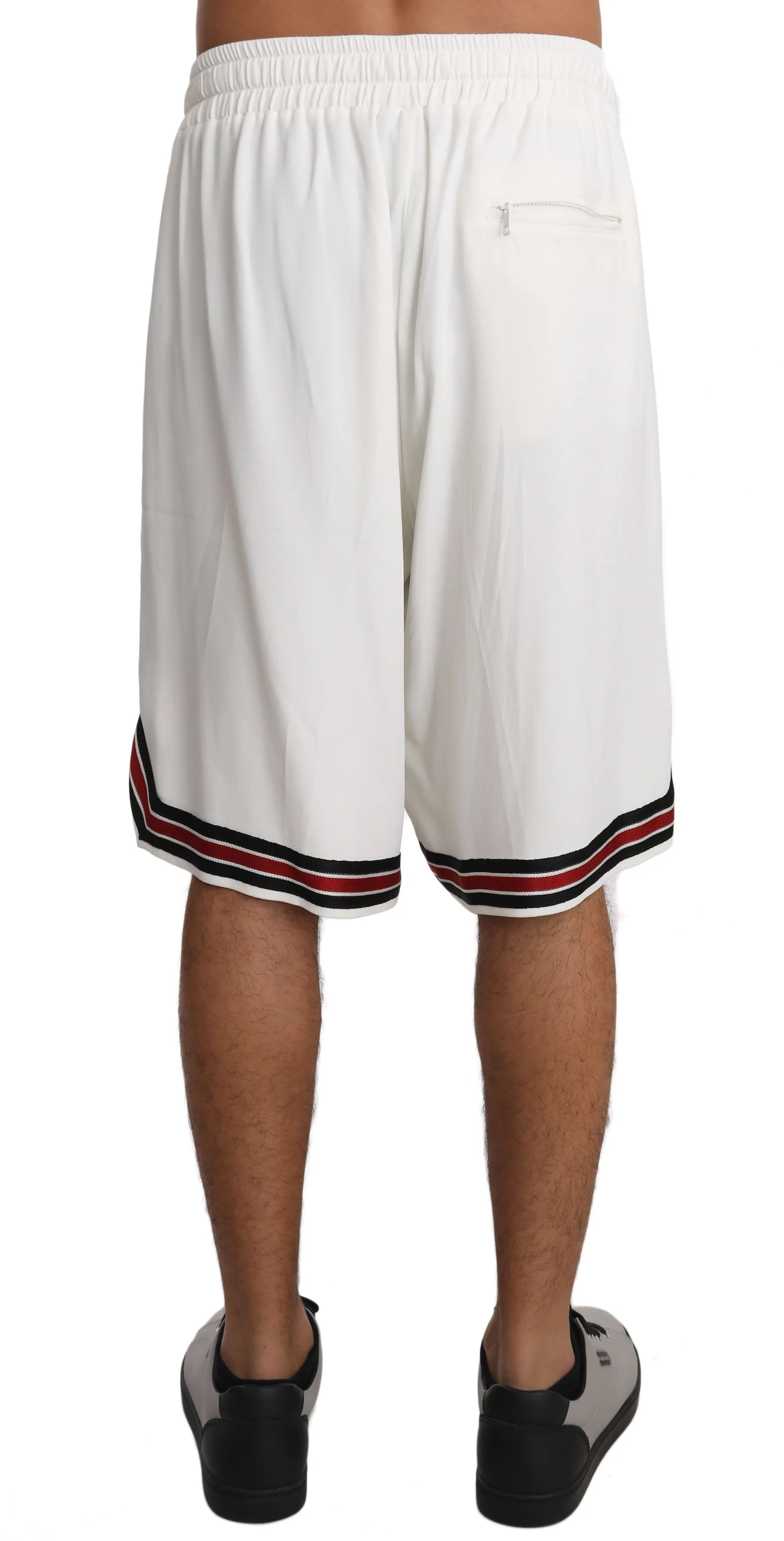White Viscose Stretch Soft Sweatshorts Shorts