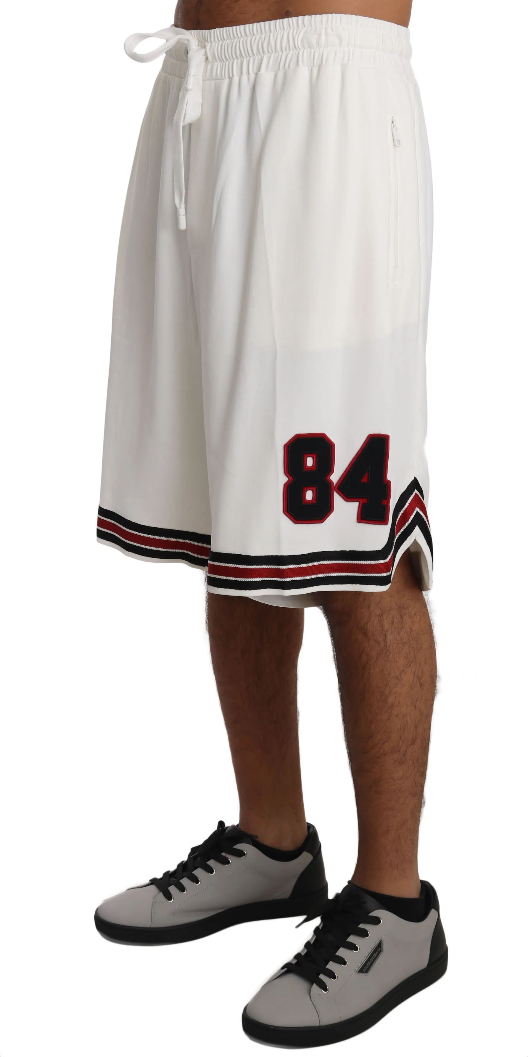 White Viscose Stretch Soft Sweatshorts Shorts