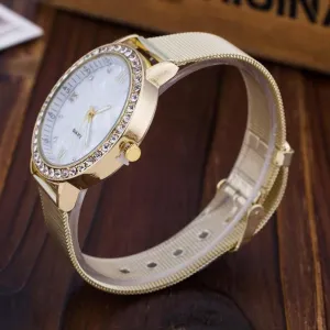 Women Diamond Analog Stainless Steel Quartz Wrist Watch Watches