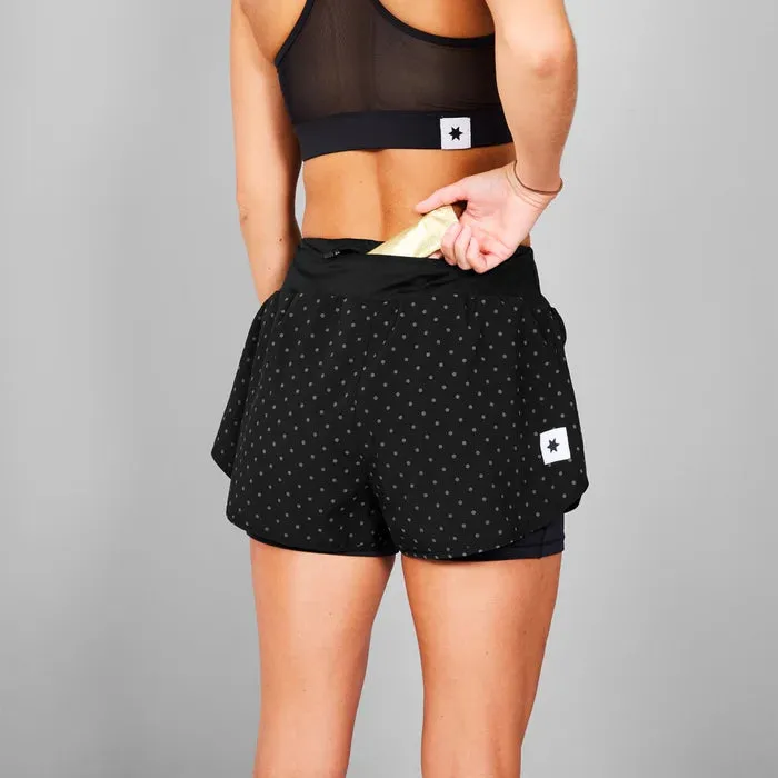 Women Polka 2 In 1 Pace Shorts 3" | Reflective Black