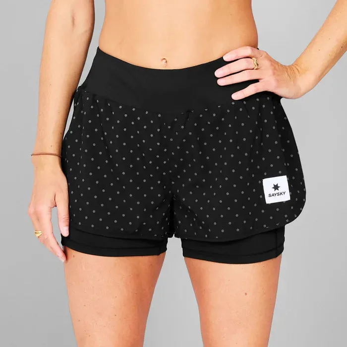 Women Polka 2 In 1 Pace Shorts 3" | Reflective Black
