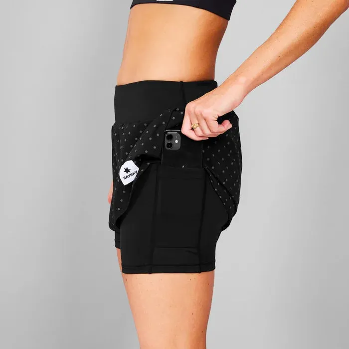 Women Polka 2 In 1 Pace Shorts 3" | Reflective Black