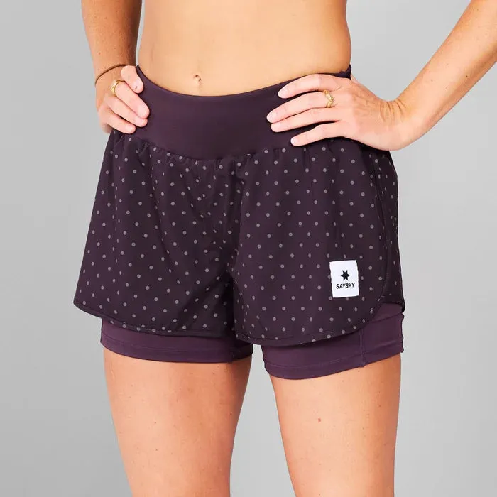 Women Polka 2 In 1 Pace Shorts 3" Reflective | Purple