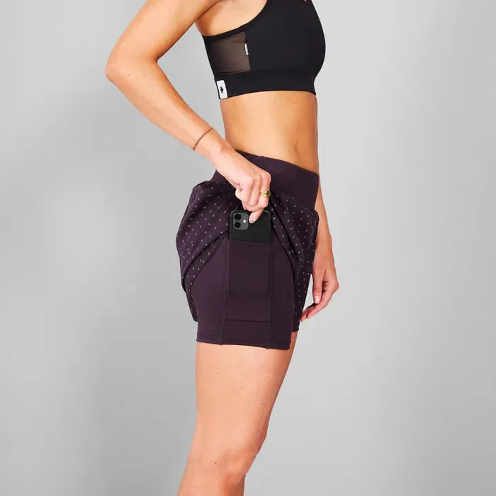 Women Polka 2 In 1 Pace Shorts 3" Reflective | Purple