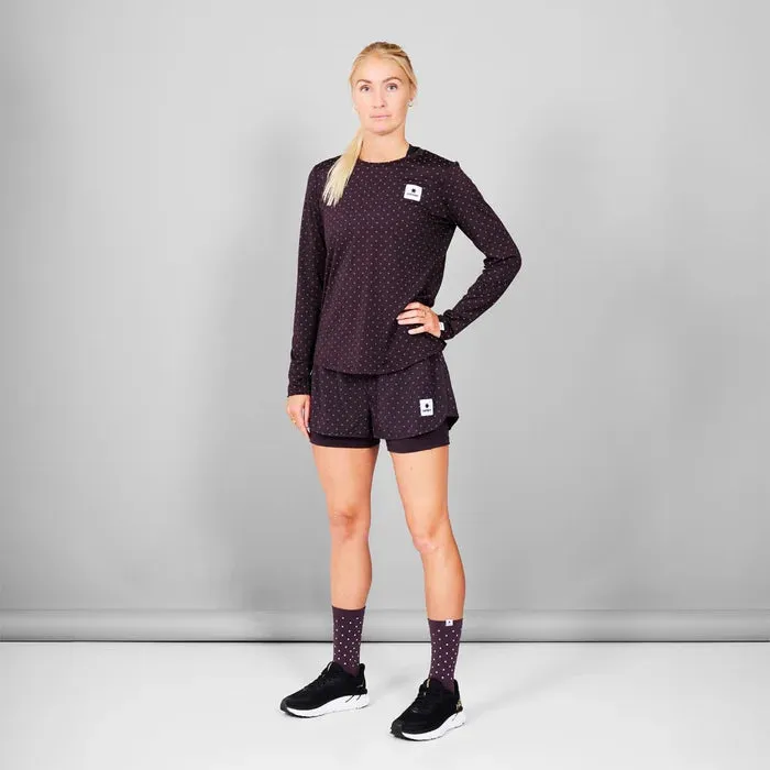 Women Polka 2 In 1 Pace Shorts 3" Reflective | Purple