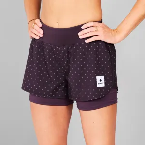 Women Polka 2 In 1 Pace Shorts 3" Reflective | Purple