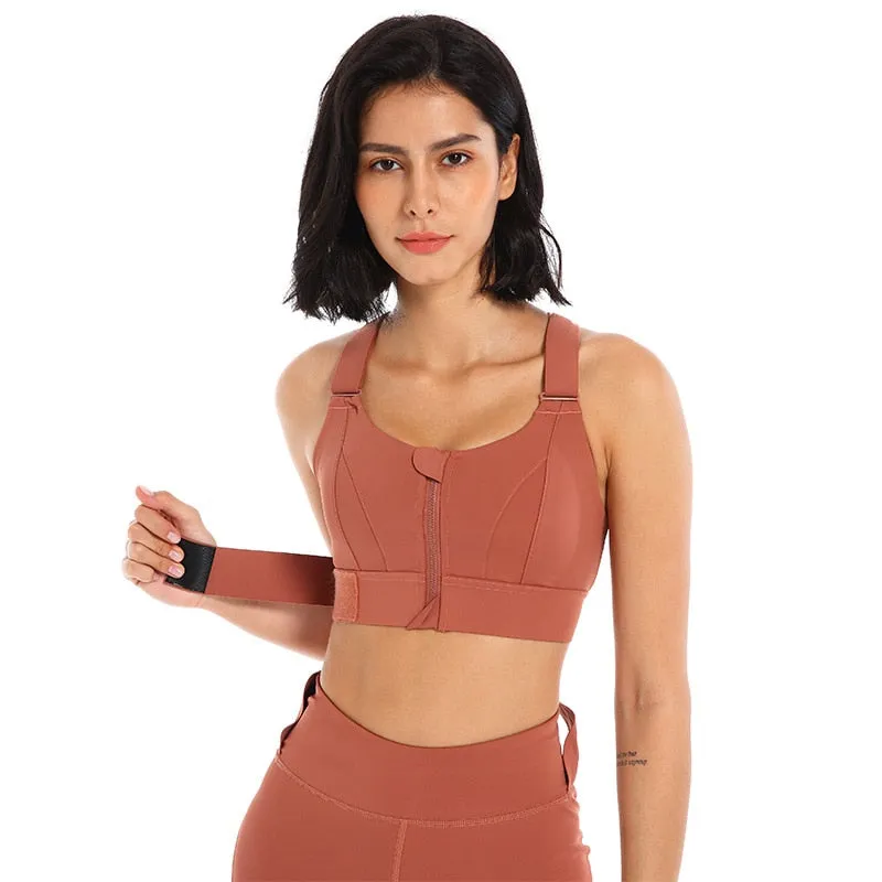 Women Sports Bras Front Zipper
