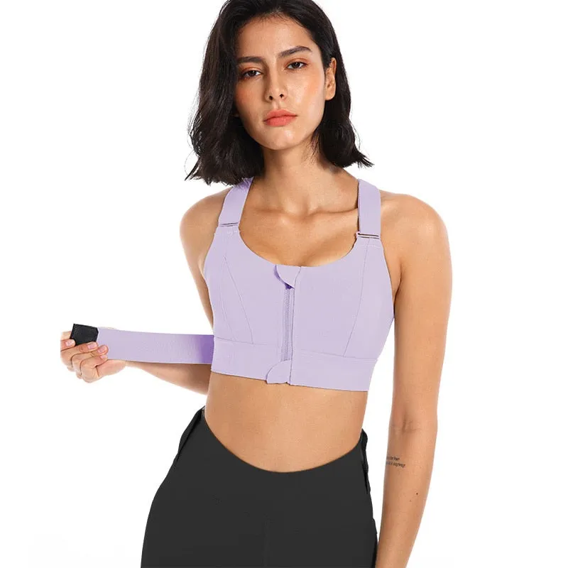 Women Sports Bras Front Zipper