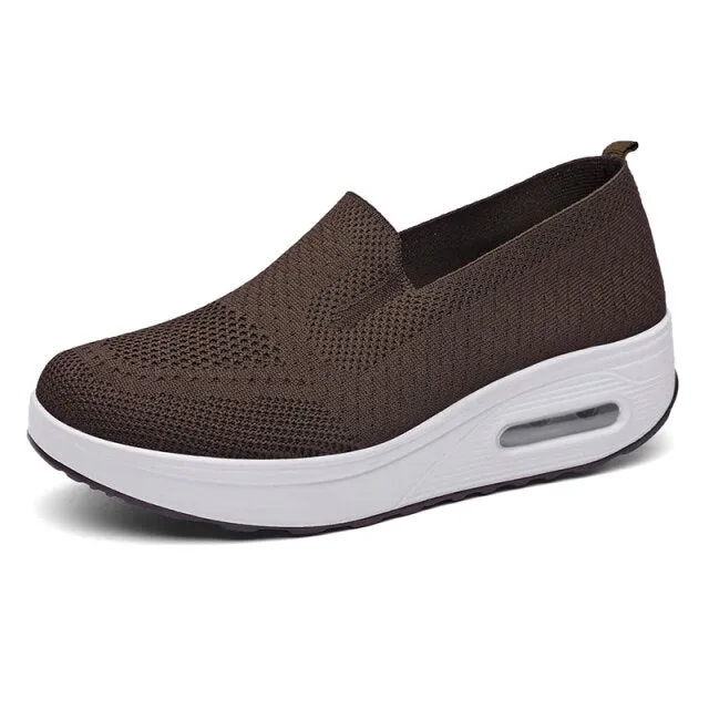 Women Wedge Sneakers Outdoor Air Cushion Sports Shoes Slip-on Socks Footwear