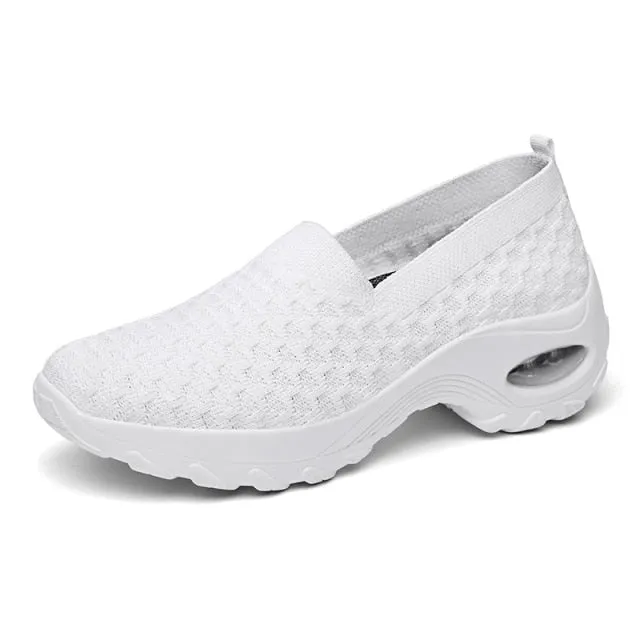 Women Wedge Sneakers Outdoor Air Cushion Sports Shoes Slip-on Socks Footwear