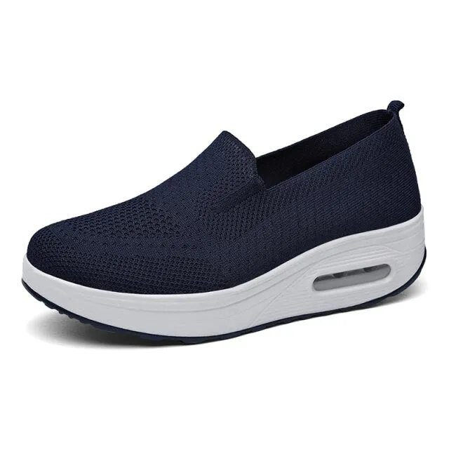 Women Wedge Sneakers Outdoor Air Cushion Sports Shoes Slip-on Socks Footwear