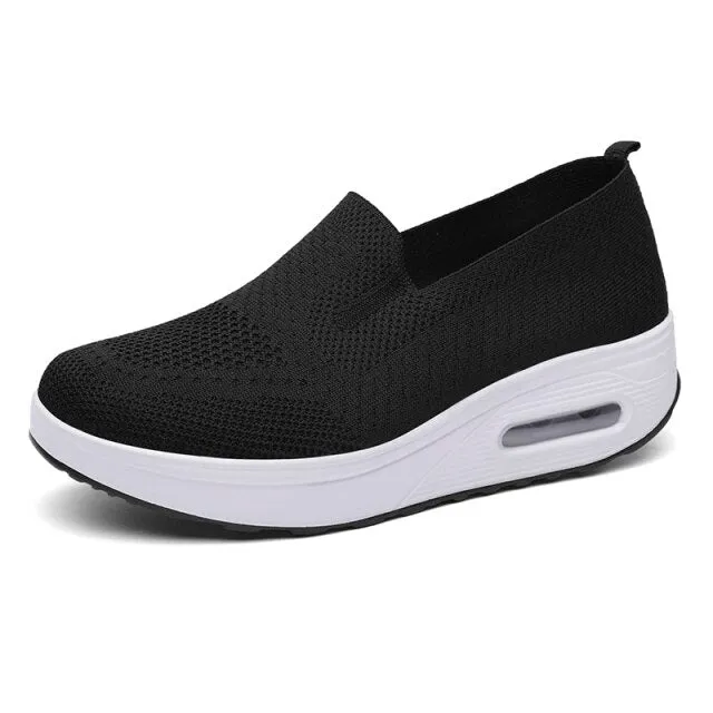 Women Wedge Sneakers Outdoor Air Cushion Sports Shoes Slip-on Socks Footwear