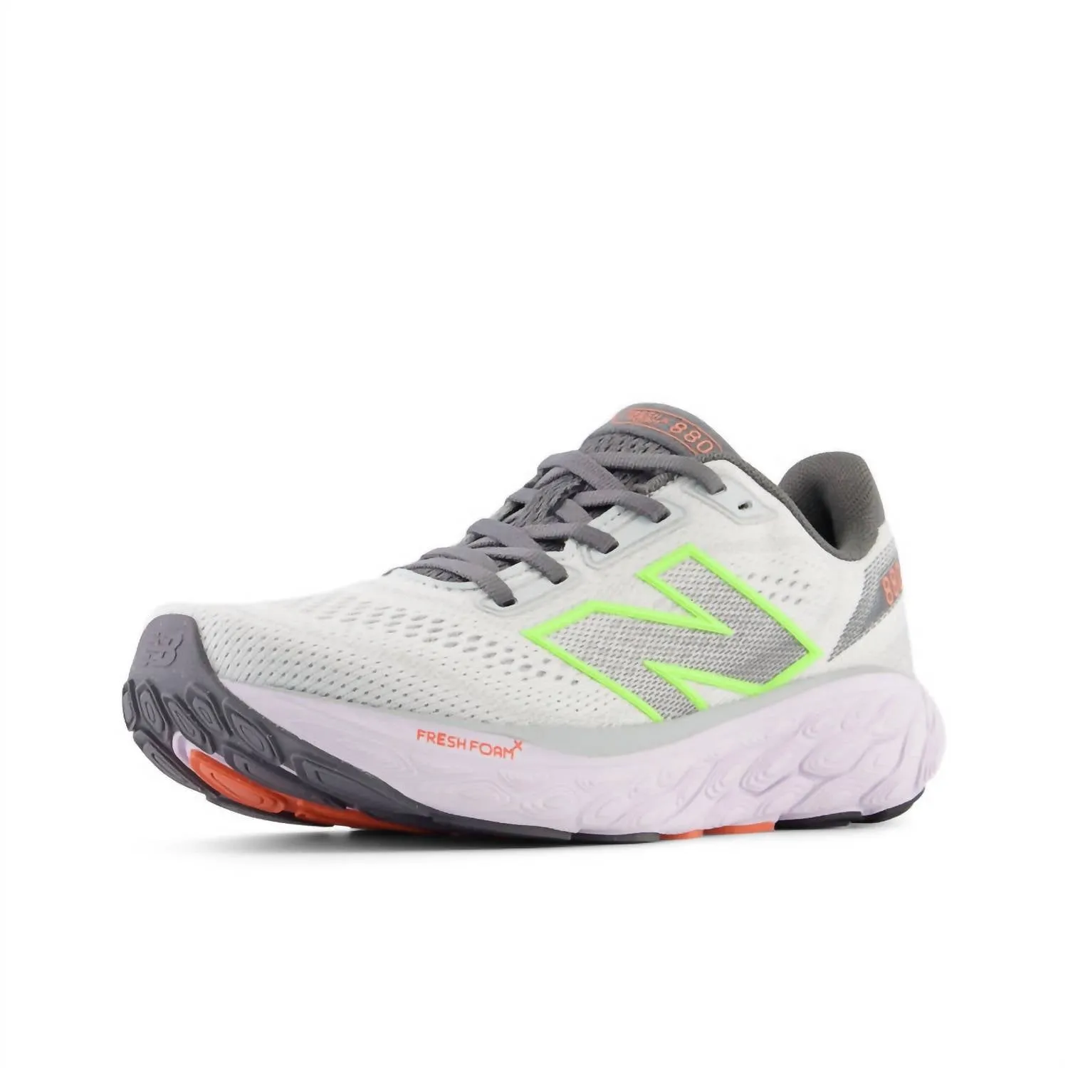 Women's 880 V14 Running Sneakers In Grey Matter With Taro And Bleached Lime Glo