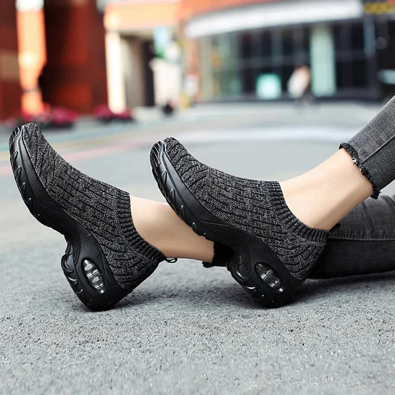 Women's Lightweight Sneakers - KAMUCC Mesh Air Sneakers - Med Heel - Spring/Autumn - SSL222